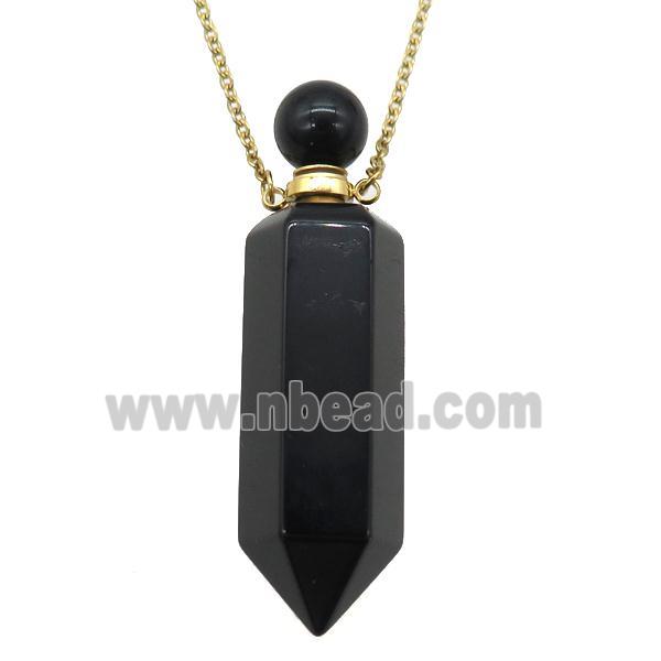black Onyx black perfume bottle Necklace