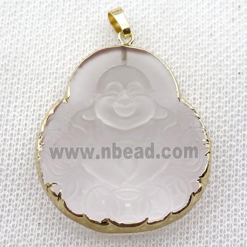 matte Chinese Crystal Glass buddha pendant, gold plated