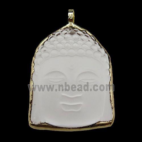 Chinese Crystal Glass buddha pendant, matte, gold plated