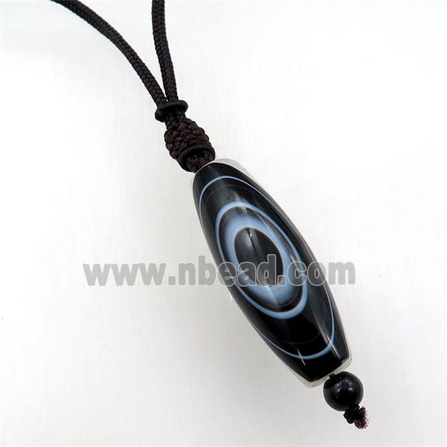 Tibetan Agate druzy necklace, eye, black