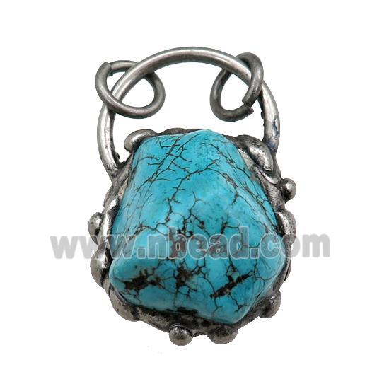 blue Magnesite Turquoise nugget pendant, antique
