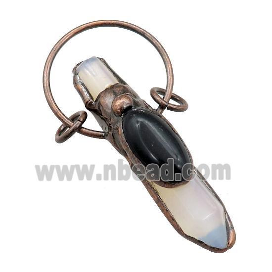 white Opalite pendulum pendant, antique red