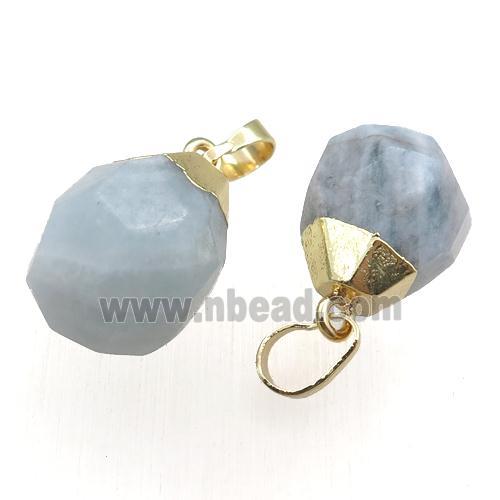 blue Aquamarine pendant, faceted teardrop
