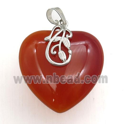 red carnelian agate heart pendant