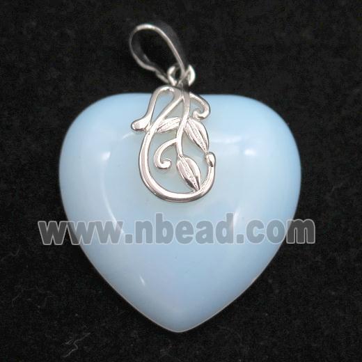 white opalite heart pendant