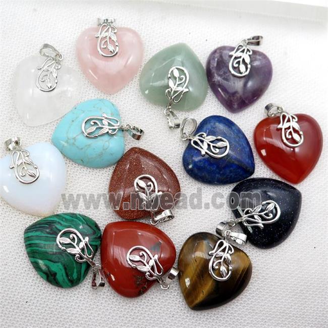 mixed gemstone heart pendant