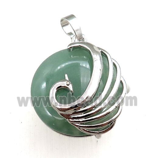 green aventurine circle pendant with phoenix