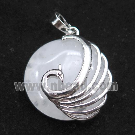 clear quartz circle pendant with phoenix