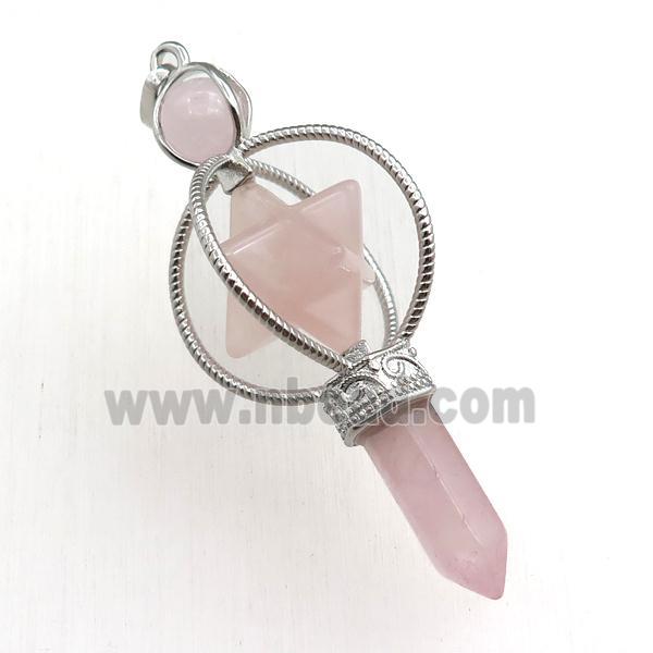 rose quartz magicwand pendant
