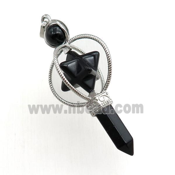 black onyx agate magicwand pendant