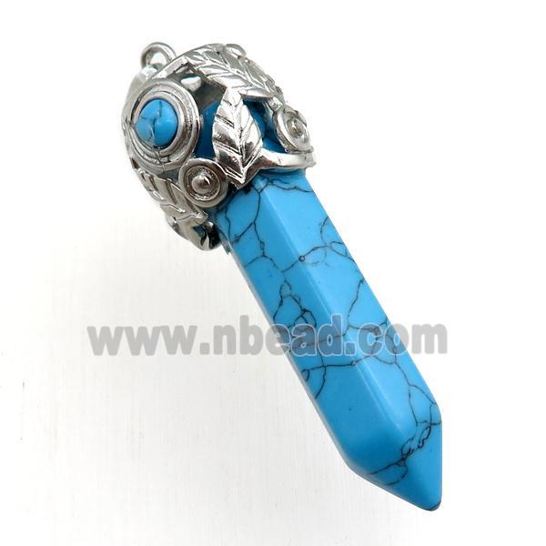 blue synthetic bullet pendant