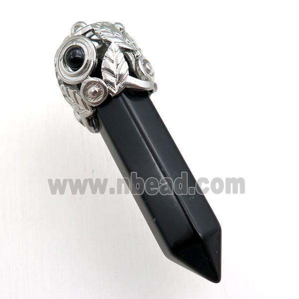 black onyx agate bullet pendant