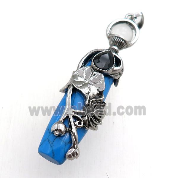 blue synthetic turquoise stick pendant