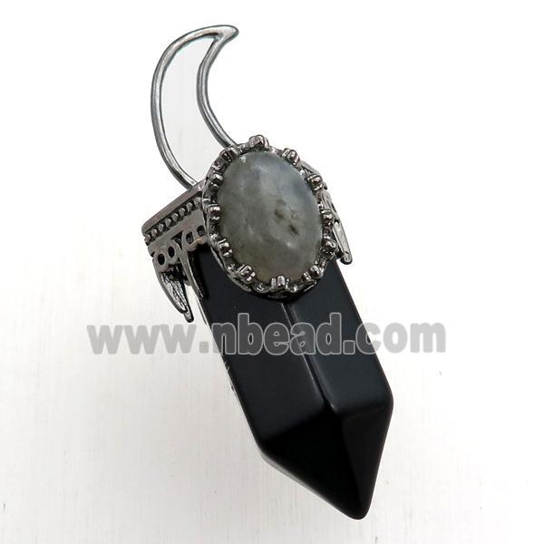 black onyx agate bullet pendant