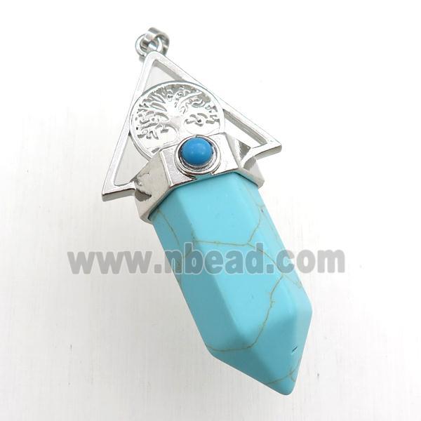 synthetic turquoise bullet pendant