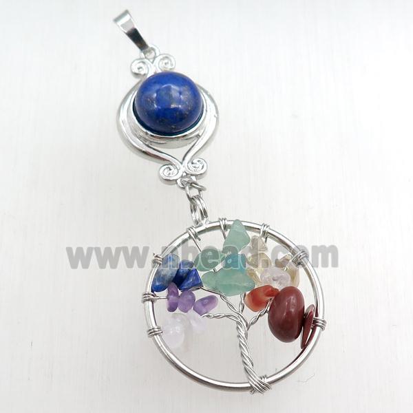 blue lapis chakra pendant with tree of life