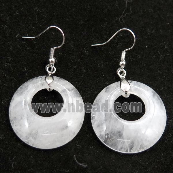 hook earring with clear quartz