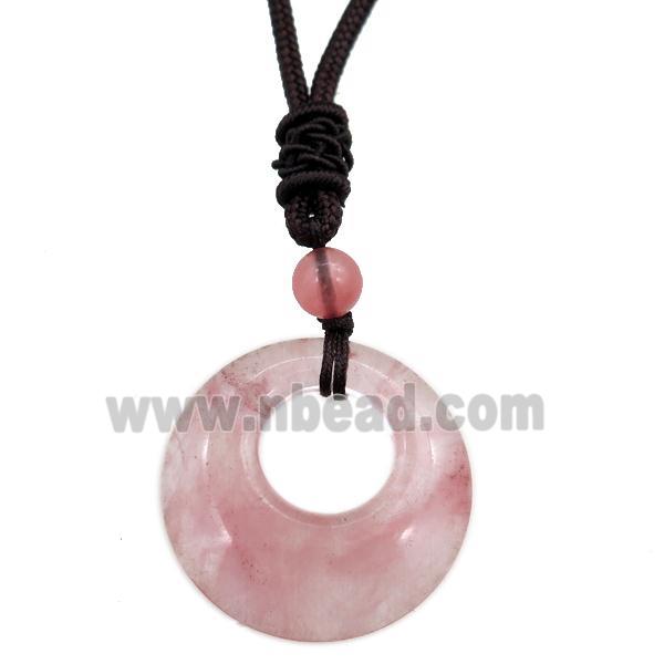 pink watermelon quartz necklace