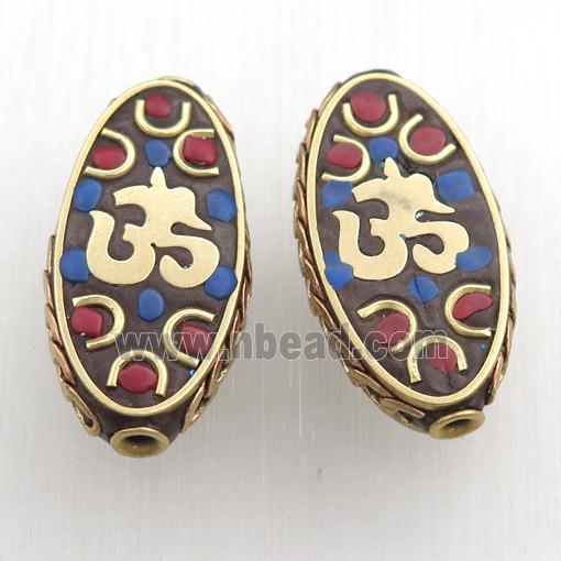 tibetan style beads, brass, oval