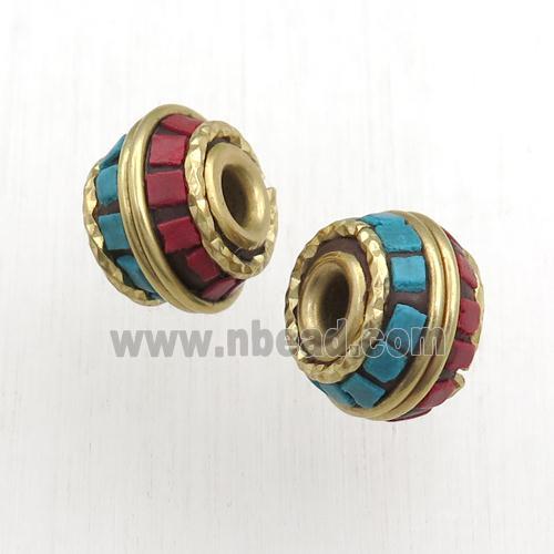 tibetan beads, brass, rondelle