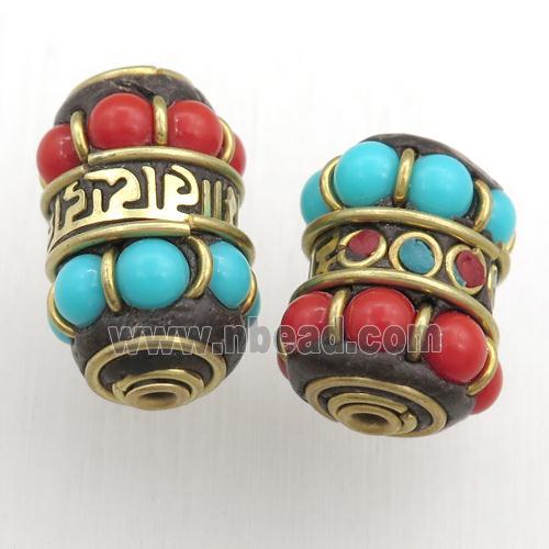 tibetan tube beads, brass