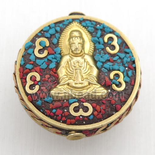 tibetan style buddha beads, brass, circle