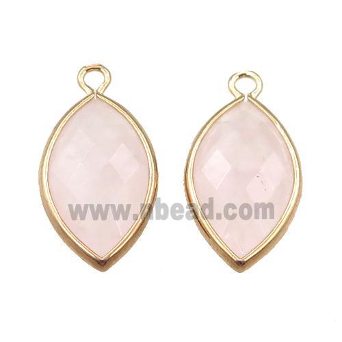 rose quartz pendant, faceted horseeye, gold plated