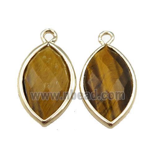 tiger eye stone pendant, faceted horseeye, gold plated