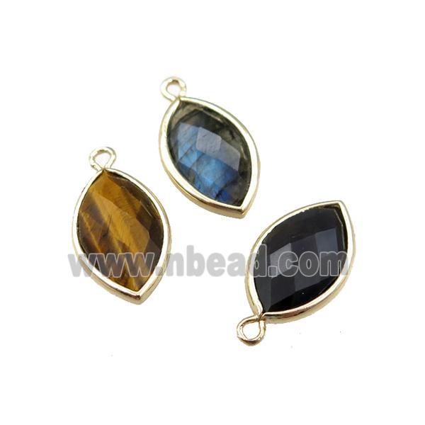 mixed Gemstone horseeye pendant, faceted, gold plated