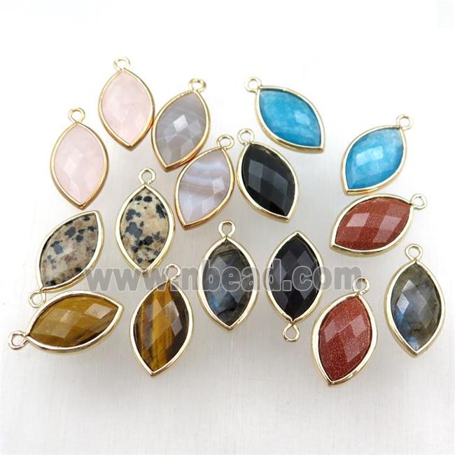 mixed Gemstone horseeye pendant, faceted, gold plated