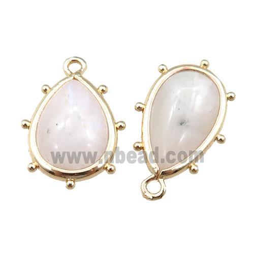 white moonstone teardrop pendant, gold plated
