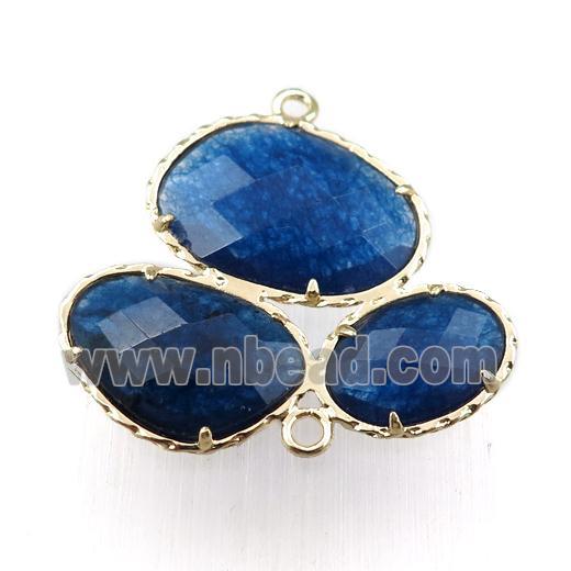 blue jade connector, gold plated