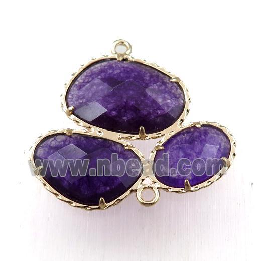 purple jade connector, gold plated