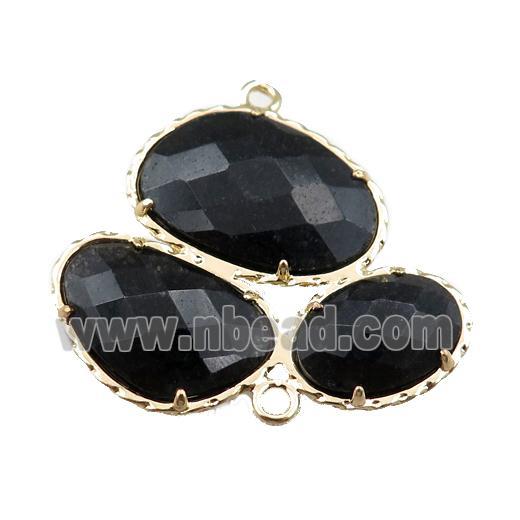black jade connector, gold plated