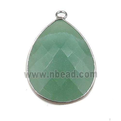 green Aventurine pendant, faceted teardrop