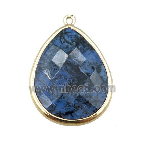 blue Dumortierite pendant, faceted teardrop