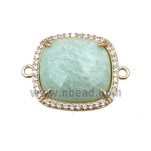 Amazonite connector pave rhinestone, faceted square