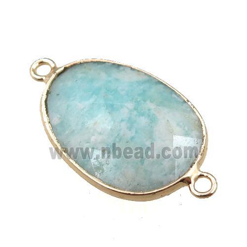 green Amazonite connector, faceted oval