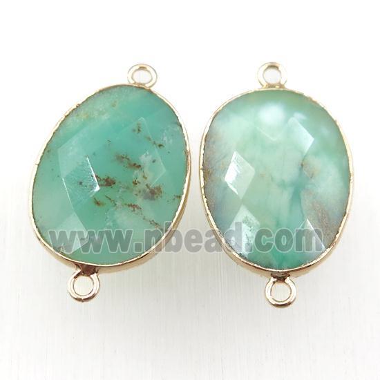 green Australian Chrysoprase connector, faceted oval