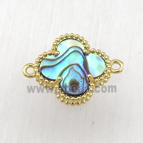 Abalone Shell clover connector, gold plated