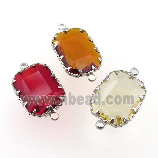 mixed crystal glass rectangle connector, platinum plated