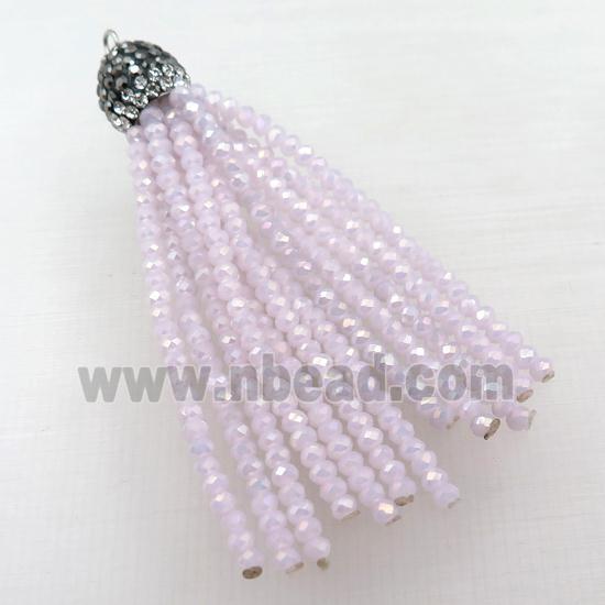 Tassel pendant with pink crystal glass