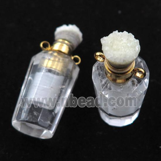 Clear Quartz perfume bottle pendant with druzy