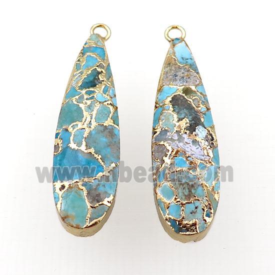 Mosaic Turquoise teardrop pendant, gold plated