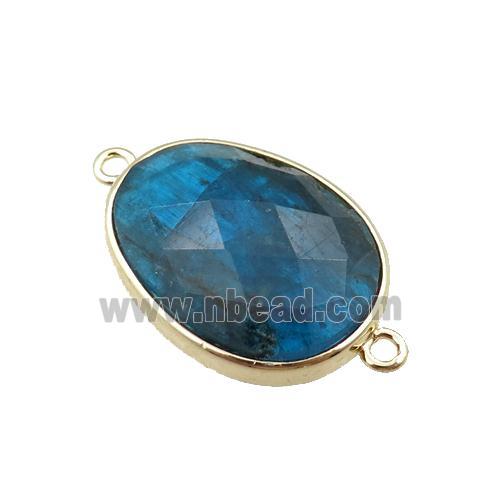 blue Apatite oval connector, gold plated