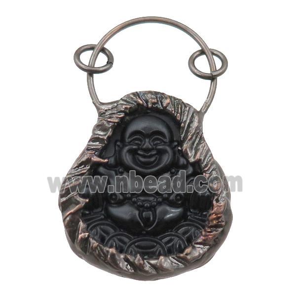 black Crystal Glass buddha pendant, antique red
