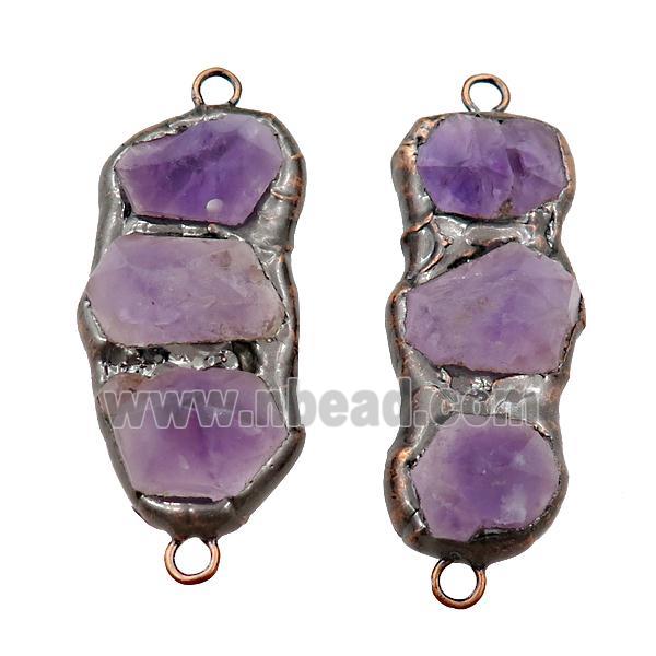 purple Amethyst stick connector, point, antique red