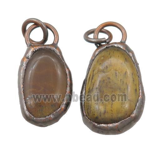 Tiger eye stone pendant, freeform, antique red