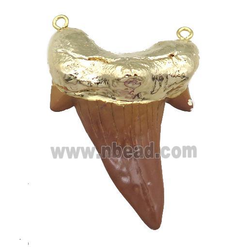 resin pendant with 2loops, sharktooth, gold plated