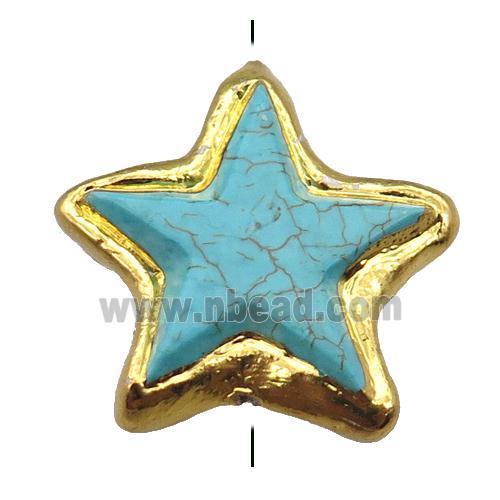 blue assembled turquoise star beads, gold plated
